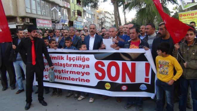 Kızıltepe'de iş güvenliği yasası protesto edildi