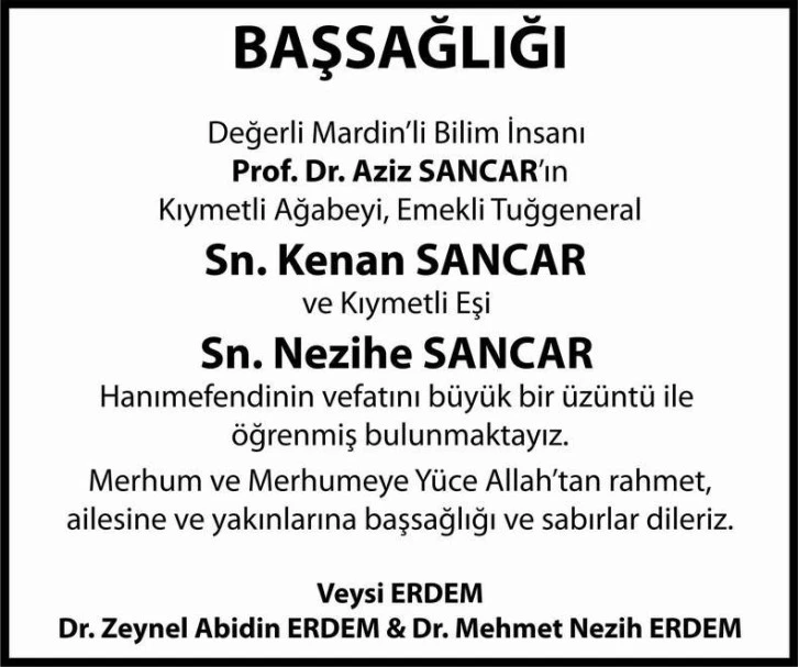 Erdem Kardeşlerden Başsağlığı Mesajı