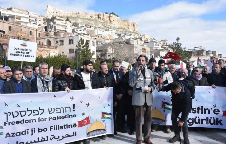 Mardin'de teröre lanet, Gazze'ye destek yürüyüşü yapıldı