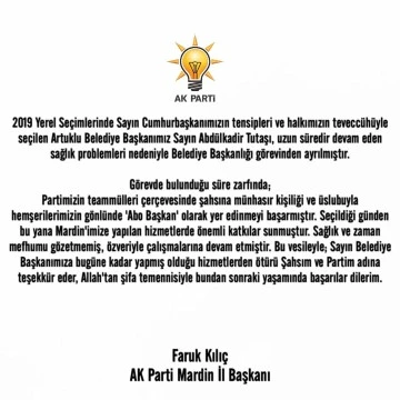 Ak Parti İl Başkanı Faruk Kılıç'tan Açıklama