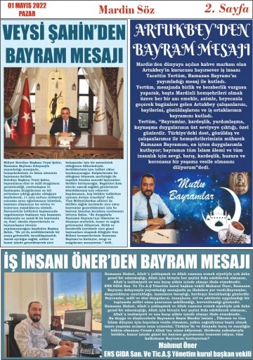 Başkan Şahin ve Artukbey'den Mesaj