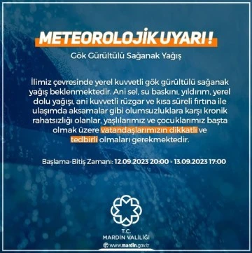 Mardin Valiliğinde Meteorolojik Uyarı