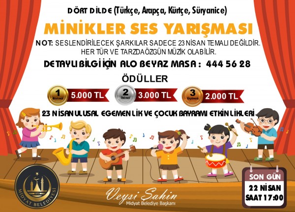 Midyat Belediyesi, 23 Nisan temalı müzik yarışması düzenliyor