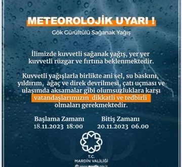 Valilik Meteoroloji Uyarısı Yaptı